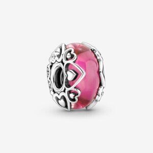 pandora Reveal Your Love Pink Murano Glass Charm